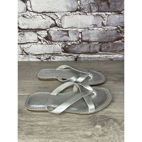 Madewell Boardwalk Silver Metallic Leather Thong Sandals Women’s Sz 6.5M US/37EU - Picture 10 of 16